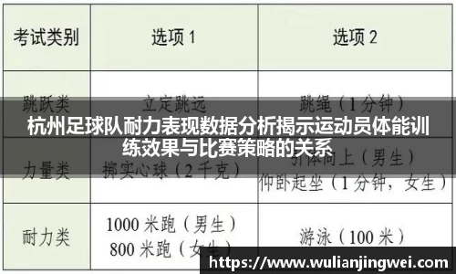 杭州足球队耐力表现数据分析揭示运动员体能训练效果与比赛策略的关系